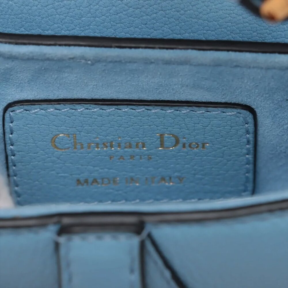 Sold Out Christian Dior Saddle Bag Leather 2 Way Handbag Blue - Picture 10 of 14
